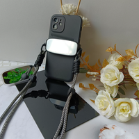 Clip arrière de téléphone portable à lentille noire avec clip télescopique et corde de suspension support d'accessoires PC bricolage