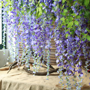 Decoración de boda para colgar en la pared, flor de glicinia púrpura Artificial, vid, flores colgantes de seda Artificial, árbol de glicinia Artificial - Product Image 2