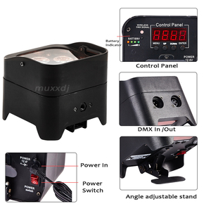 S6 Mini uplight đám cưới DJ đèn <span class=keywords><strong>6</strong></span>*18W rgbwa + UV 6in1 <span class=keywords><strong>LED</strong></span> uplight Pin mệnh ánh sáng đám cưới uplight <span class=keywords><strong>v</strong></span>ới điều khiển từ xa - Product Image 4