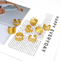 Modische 18K Vergoldete Edelstahl Hohlwellen-Offene Manschettenringe Wasserdichte Verstellbare Breite Fingerringe für Unisex Geschenk