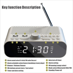 Xách tay đa chức năng không dây loa máy tính để bàn với BT đài phát thanh FM Đồng hồ báo thức âm nhạc Máy nghe nhạc Màn hình hiển thị để sử dụng nhà - Product Image 2