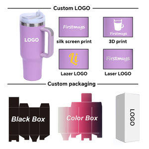 Mug de voyage pour voiture à double paroi avec logo personnalisé, 40 oz, en acier inoxydable, isolé, pour café, bière, avec poignée et paille - Product Image 5