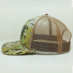 Unisex Vietnam OEM 6 paneles de goma/silicona Logo parches camionero sombreros camuflaje impreso Snapback sombrero ligeramente curvado ala Formal - Product Image 3