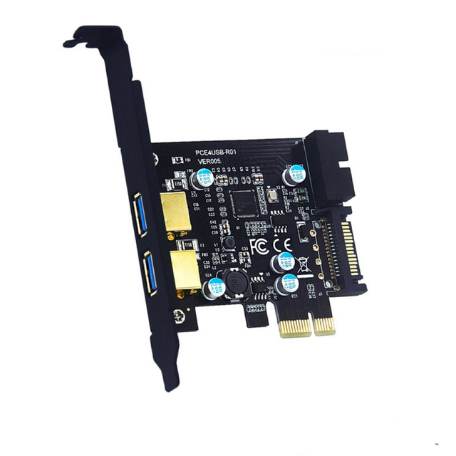 USB3.2 Gen1 19Pin Multiplie PCI-E 1X to 2 Ports PCI E Controller Add on Cards 5Gbps PCIE USB3.2 Adapter Expansion Card