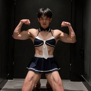 Sailor Suit Men's Lingerie Set, Sexy and Innocent Uniform Role Playing, No Need to Remove, Flirting Nightgown, Cross-dressing - Product Image 2