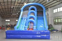 Toboggan aquatique gonflable double ligne robuste avec piscine pour enfants, prix usine