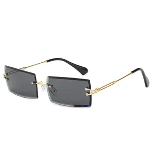 새로운 스타일 선글라스 무테 컷 가장자리 광장 선글라스 유행 작은 안경