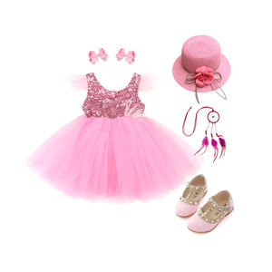 Robe de fête pour fille de 7 ans, robe en tulle pour enfant, vêtements pour enfants, robe à paillettes avec doublure à volants, robe d'anniversaire pour fille de 1 an - Product Image 1