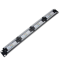 Panel Patch Fiber Optik Udara 19 Inch 1U UTP FTP RJ45 Cat5e/Cat6/Cat6A 24 Port Rak-Mounted Hitam CE, Pengiriman Langsung dari Pabrik