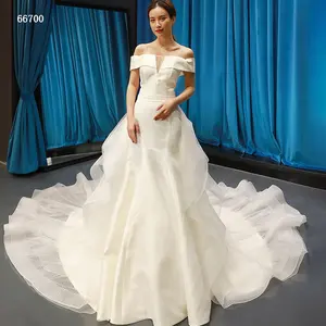 Jancember-vestido de boda de sirena, tela de encaje blanco, hombros descubiertos, RSM66700