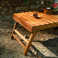 Tragbarer Leichtgewicht-Klapptisch - Moderner Schwarznuss-Buchenholz Camping- und Outdoor-Picknicktisch