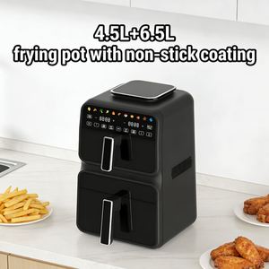 NOUVEAU Friteuse à air électrique classique en plastique à double panier, contrôle numérique, 3000W, 4.5L+6.5L, cuisson rapide, pour usage domestique et hôtelier - Product Image 5