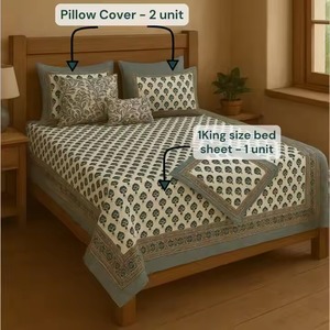 Super Soft Elegant Jaipuri Bohemian small <b>motif</b> Indian Hand block Printed 100% Cotton Luxury Bedsheet King Size wholesale - Product Image 5