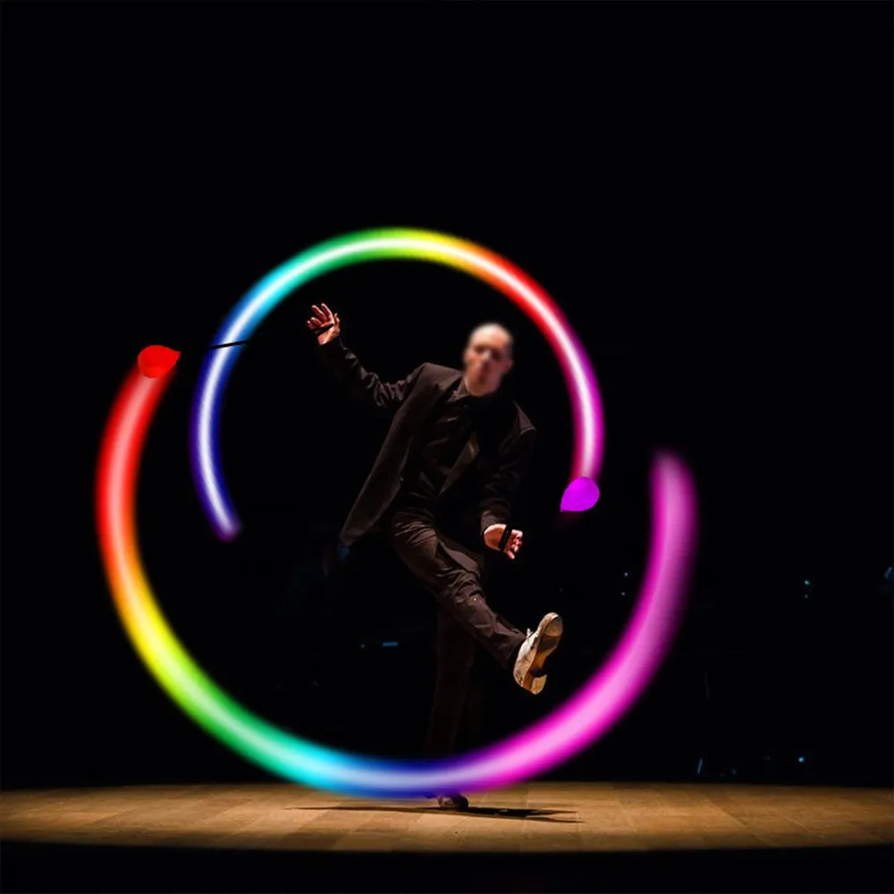 Battery Operate Colorful Light Stress Reliever Toy Squeeze Toys With String Health Physical Training LED Ball Toy Poi Ball