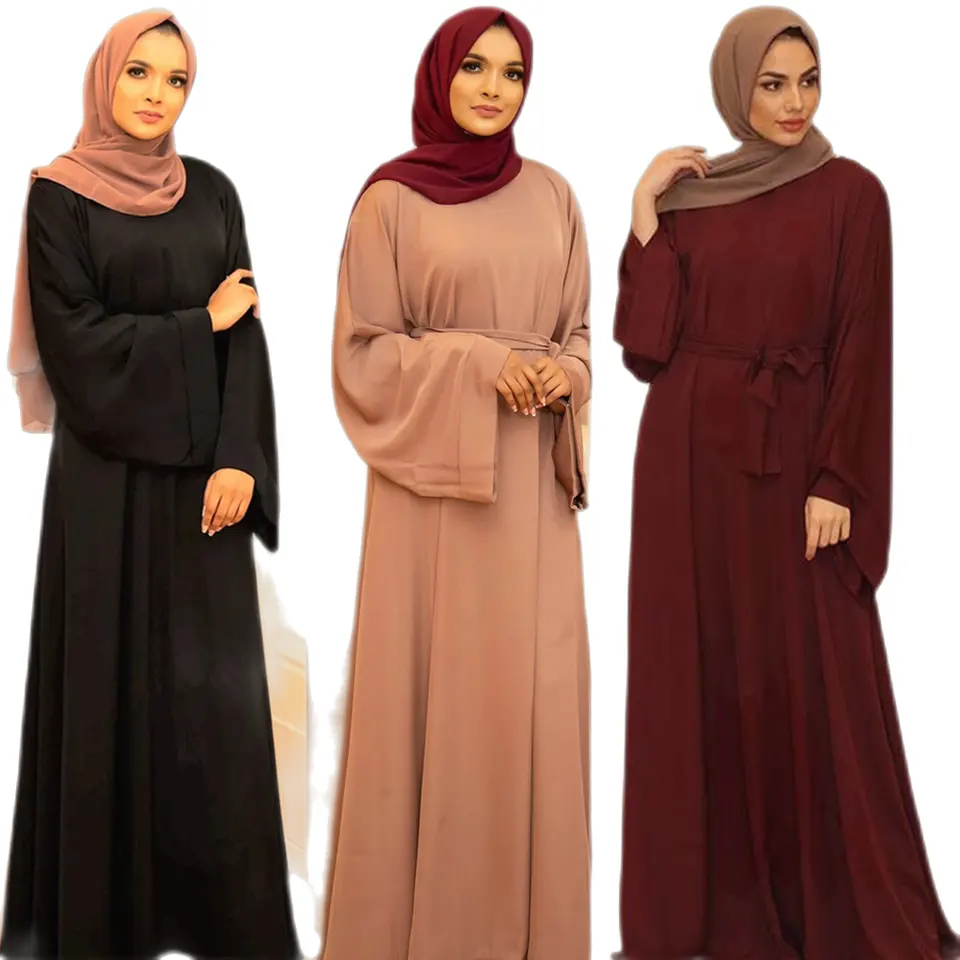 Caftán abaya para mujer, vestido largo musulmán islámico de seda, 2023