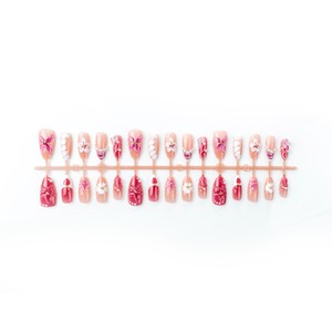 30 pièces de <span class=keywords><strong>faux</strong></span> <span class=keywords><strong>ongles</strong></span> à presser en amande, faits main, exquis, très demandés, avec motifs 3D stéréo de fleurs, papillons, perles et strass - Product Image 5
