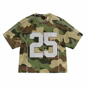 เสื้อเจอร์ซีย์ฮิปฮอปทรงบ็อกซี่แบบครอปพิมพ์ลายตามสั่ง ระบายอากาศได้ดี ไหล่ตก สไตล์สตรีทแวร์อเมริกันวินเทจ ลายฟุตบอล - Product Image 2