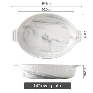 Wholese piring panggang keramik ramah lingkungan, porselen Relief besar 14 inci dengan telinga ganda untuk Oven - Product Image 6