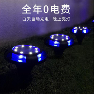 ไฟใต้ดินพลังงานแสงอาทิตย์ 8+4 LED กันน้ำ ตัวเรือนพลาสติก พร้อมเซ็นเซอร์ตรวจจับแสง สำหรับสวนกลางแจ้ง ทางเดินสนามหญ้า - Product Image 5