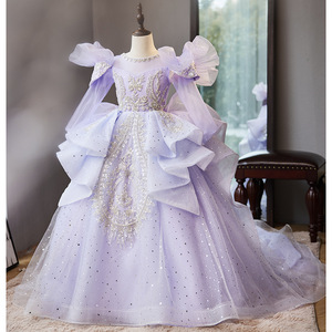 S1581R 2026 New Princess Gentle fairy Temperament Elegant Trailing Flower Girl <b>Dress</b> - Product Image 2
