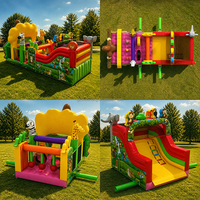 Château gonflable commercial pour enfants avec toboggan et parcours d'obstacles, pour l'extérieur, avec souffleur