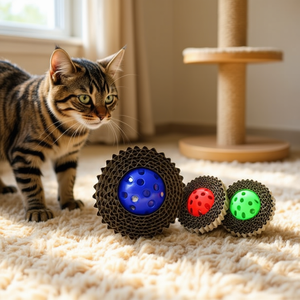 Juguete Interactivo para Gatos Yommy, Pelota de Cartón Corrugado de 7cm - Product Image 3