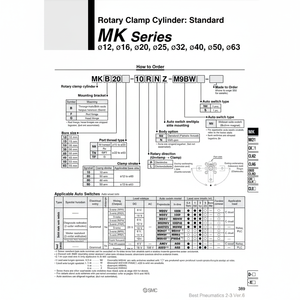 Cilindro de abrazadera rotativa SMC Pneumatics, piezas neumáticas - Product Image 1