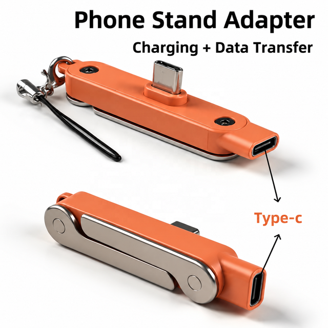 Type C Phone Charging Bracket Adapter 240W Fast Charging OTG USB-C Male to USB-C Female Converter With Foldable Holder