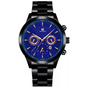 Yeni iş kronograf saatler Mens tam paslanmaz çelik Quartz saat erkekler için kol saati moda aydınlık adam saat