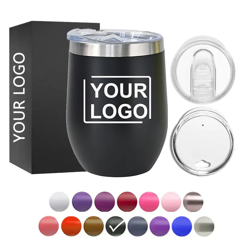 Logo personalizzato a doppia parete Logo da viaggio vino a forma di uovo tazza in acciaio inossidabile tazze da caffè isolate con Logo personalizzabile