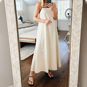 <span class=keywords><strong>Abito</strong></span> Lungo Estivo da Donna in Puro <span class=keywords><strong>Lino</strong></span> <span class=keywords><strong>100</strong></span>% di Alta Qualità, Bianco e Kaki, Personalizzato dal Produttore, Collezione 2026 - Product Image 3