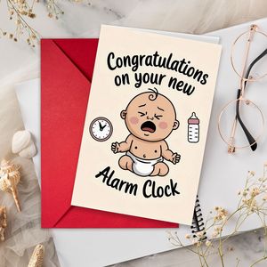 Carte de vœux humoristique en papier couché avec dessin animé de bébé nouveau-né qui pleure, idéale pour les célébrations, carte cadeau pour bébé, vente en gros - Product Image 1