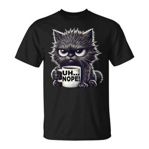 T-shirt a maniche corte Sassy Coffee Cat Lover per adulti, unisex, girocollo, stampa digitale - Product Image 1