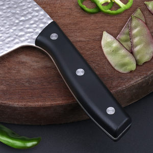 ABSHand Hammered Forged Chinese Kitchen Cleaver <b>Set</b> 2 Pieces Stainless Steel Slicing <b>Knife</b> & Bone Chopper Cleaver OEM/ODM DIY - Product Image 5