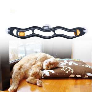 Nouvelle fenêtre mur chat piste animal de compagnie jouet interactif Type de vague <span class=keywords><strong>Ping</strong></span> <span class=keywords><strong>Pong</strong></span> Teaser balle piste chat jouet avec ventouse - Product Image 4