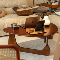 Nouvelle table basse triangulaire en bois massif de style scandinave, de forme unique, pour petits espaces, avec un look rétro