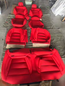 Housse de siège de <span class=keywords><strong>voiture</strong></span> en cuir de luxe, confortable et absorbant l'humidité, noire et rouge, pour cinq sièges, ensemble complet, sièges <span class=keywords><strong>avant</strong></span> et arrière - Product Image 2