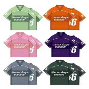 เสื้อเจอร์ซีย์อเมริกันฟุตบอลทรงบ็อกซี่ แขนสั้น ระบายอากาศได้ดี พิมพ์ลายแบบรีโทรสตรีท ไซส์พลัส พร้อมโลโก้สั่งทำพิเศษ ผ้าตาข่ายแบบครอปสำหรับผู้ชาย - Product Image 4