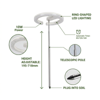 Lampe de croissance LED pour orchidées, forme annulaire, spectre complet, 10W, blanc 4000K, alimentation USB, minuterie automatique 8/12/16H, croissance des plantes