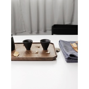 Solid Wood <b>Tea</b> <b>Tray</b> Natural Walnut Wood Single Layer Japanese Minimalist Serving <b>Tray</b> For Residential Use - Product Image 3