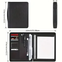 Carpeta Organizadora de Negocios Personalizada de Cuero PU Tamaño A4 con Cierre, Porta Tarjetas, Porta Teléfono, Porta Tableta y Porta Bolígrafos