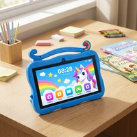 Tablette pour enfants 7 pouces Android 8.1 2 Go 16 Go WiFi 1024x600 Bleu Rose Tablette PC pour enfants avec étui licorne et support