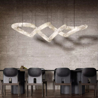 Lustre de table à manger d'hôtel en résine aspect albâtre, luminaire suspendu irrégulier en marbre, personnalisable