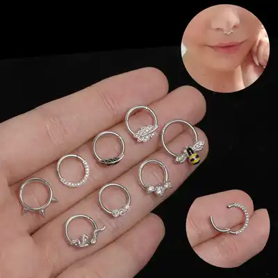 3pcs Stainless Steel Double Hoop Nose Rings For Single Piercing 20g,  Hypoallergenic, Nose Ring Hoops, Spiral Nose Ring, Women Piercing Hoops, Piercing  Jewelry | SHEIN