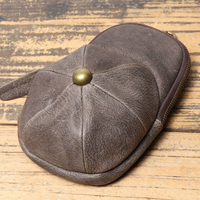Sac en cuir véritable Crazy Horse pour homme, forme chapeau, grande capacité, avec fermeture éclair, porte-clés, porte-monnaie et pochette pour téléphone – Vente en gros