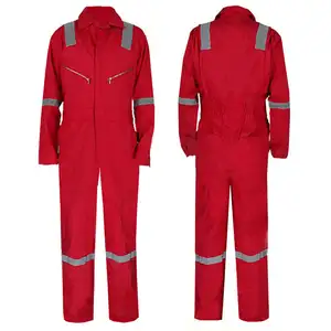 85% Cotton 15% Nylon High Vis Overalls Pockets Windproof Safety Industry Construction Reflective Uniforms Coveralls Workwear