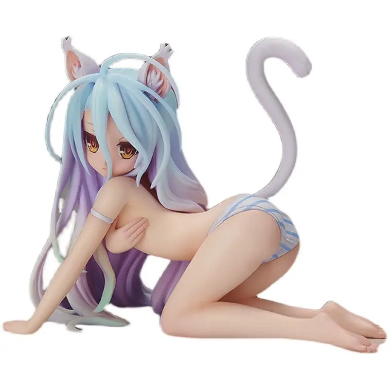 Modello di figura Anime in PVC Sexy nessun gioco nessun gioco 1/12 di vita gioco di vita orecchie di gatto con acqua bianca