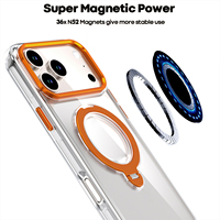 Étui de téléphone magnétique rotatif à 360° avec support anneau et béquille pour iPhone 17 16 15 14 13