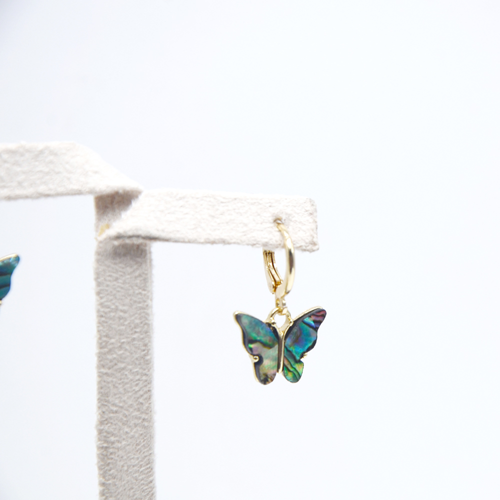 Mode Coquille D'ormeau Papillon Pendentif Ensemble De Bijoux Collier Boucles D'oreilles