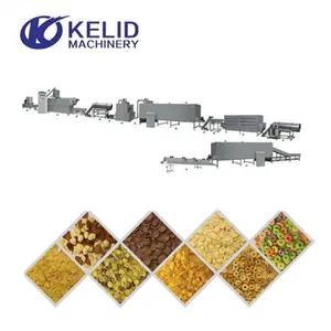 Kelid 300 kg/h usine de traitement d'extrudeuse de flocons de maïs fabricant ligne de production de flocons de céréales soufflés pour petit déjeuner